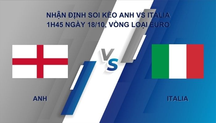 Nhận định soi kèo Anh vs Italia ngày 18/10, Vòng loại Euro